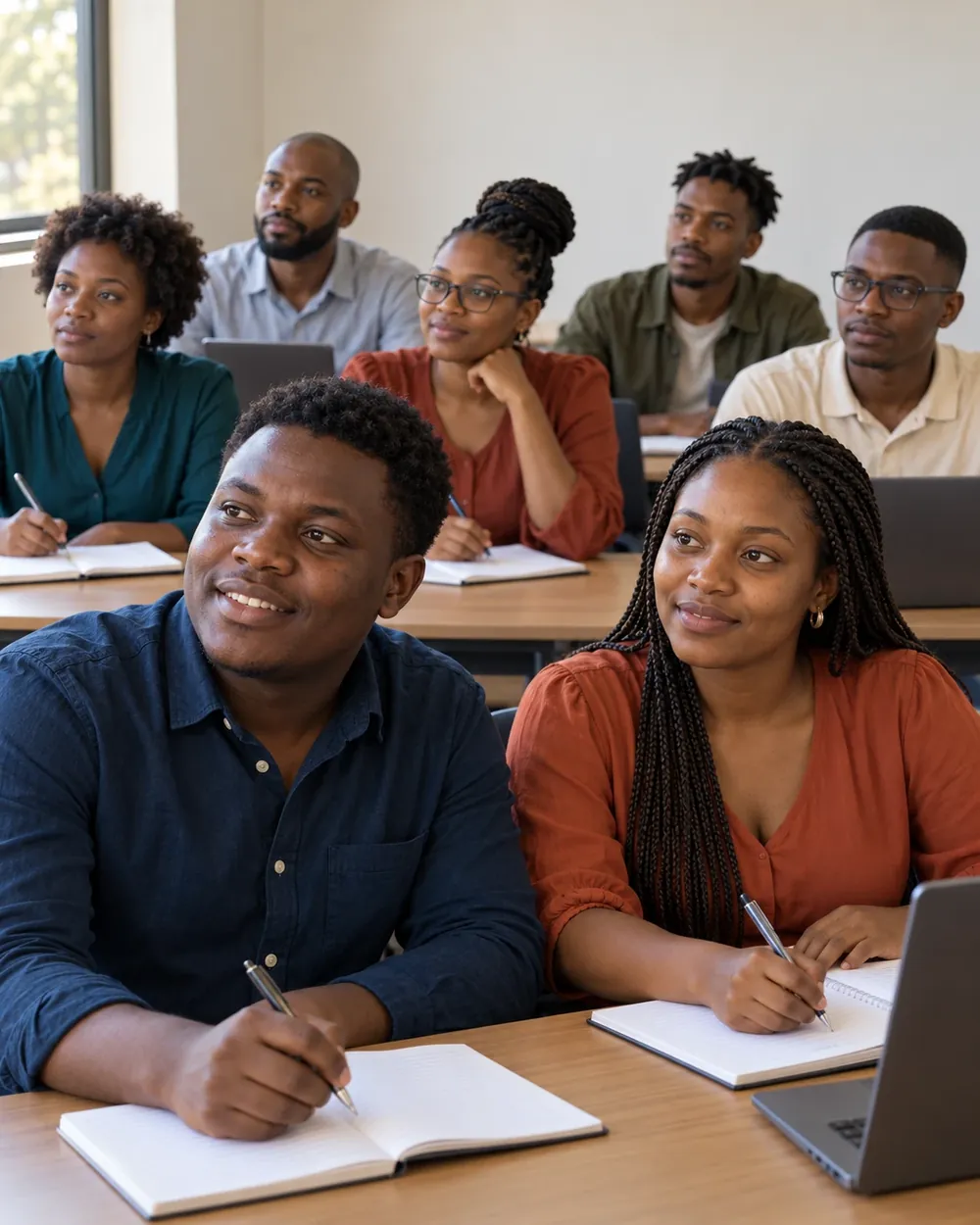 Illustration : étudiants prenant des notes dans une salle de classe en présentiel